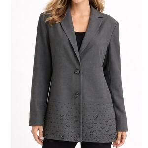 VALENTINO Miss V Blazer Jacket Bead Embellishment 14 / L Made in Italy Vintage